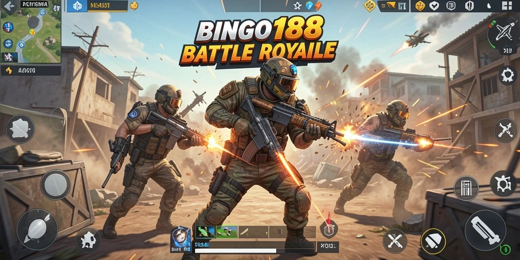 Gameplay seru di BINGO188 dengan pertempuran intens Battle Royale.