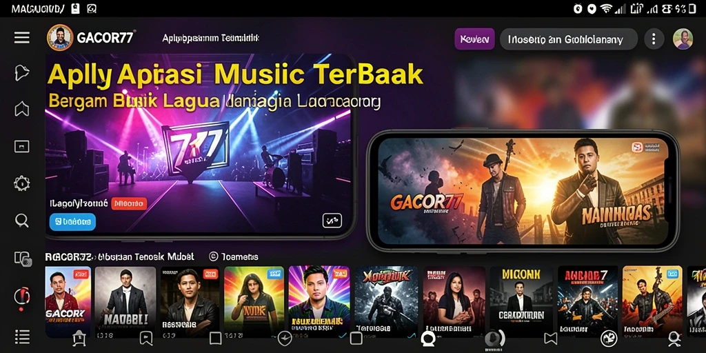 Tampilan screenshot gameplay GACOR77 yang menampilkan fitur lirik dan pemilihan lagu.