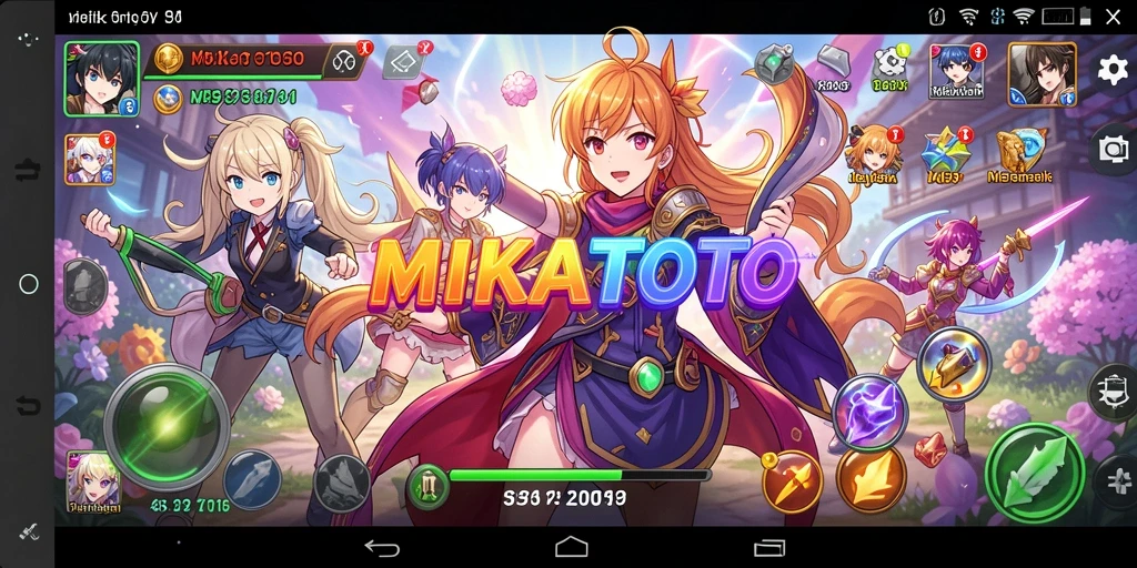 Tampilan gameplay seru di MIKATOTO dengan aksi karakter anime.